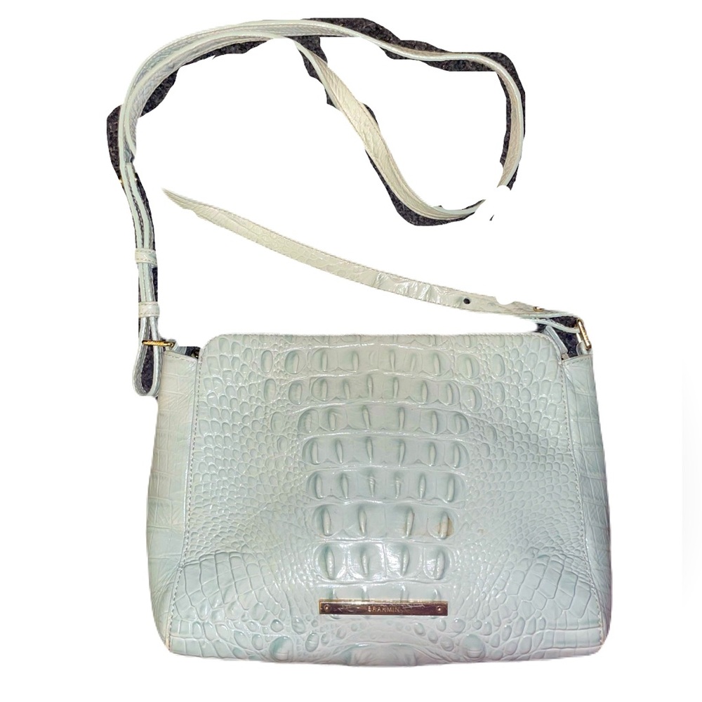 Brahmin Alligator leather crossbody shoulder bag light blue